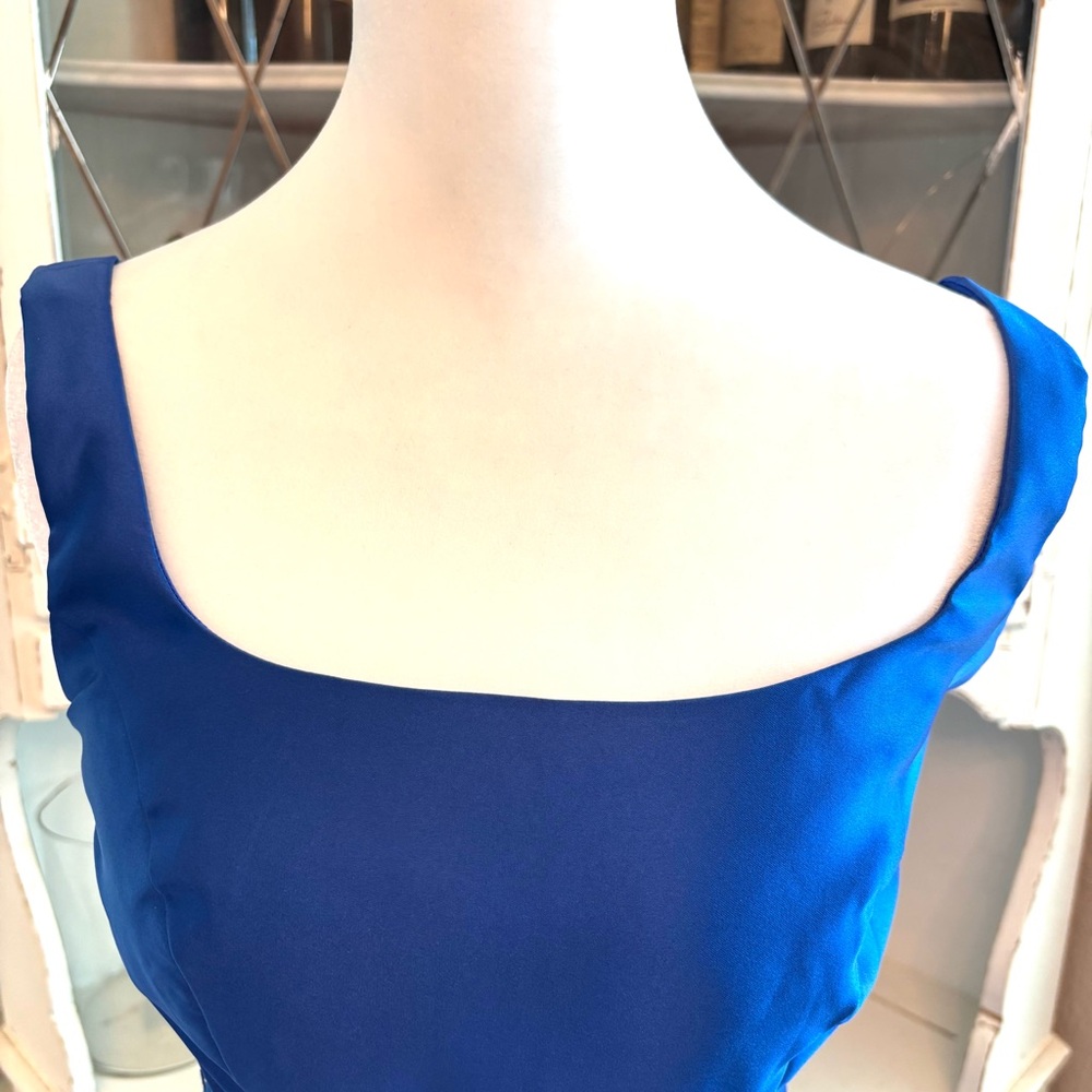 NEW, Royal Blue Dress, Blue Satin Dress, Prom, Dress with Belt NWOT, Size XS/0-2 - Picture 4 of 14